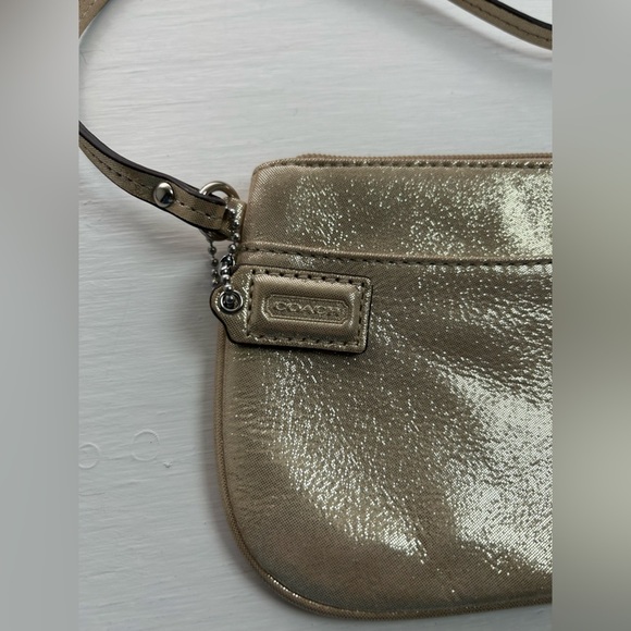 Coach Gold Wristlet and Faux Pearl Stud Earrings on Sterling Silver Posts -7-8mm